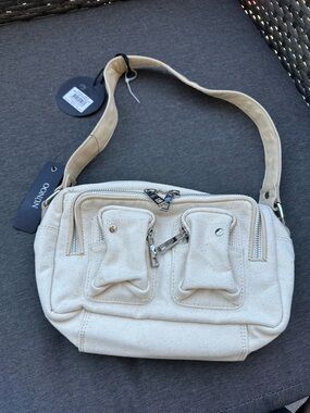 NWT Nu’noo Handmade Cream Recycled Canvas Shoulder & Crossbody Bag
